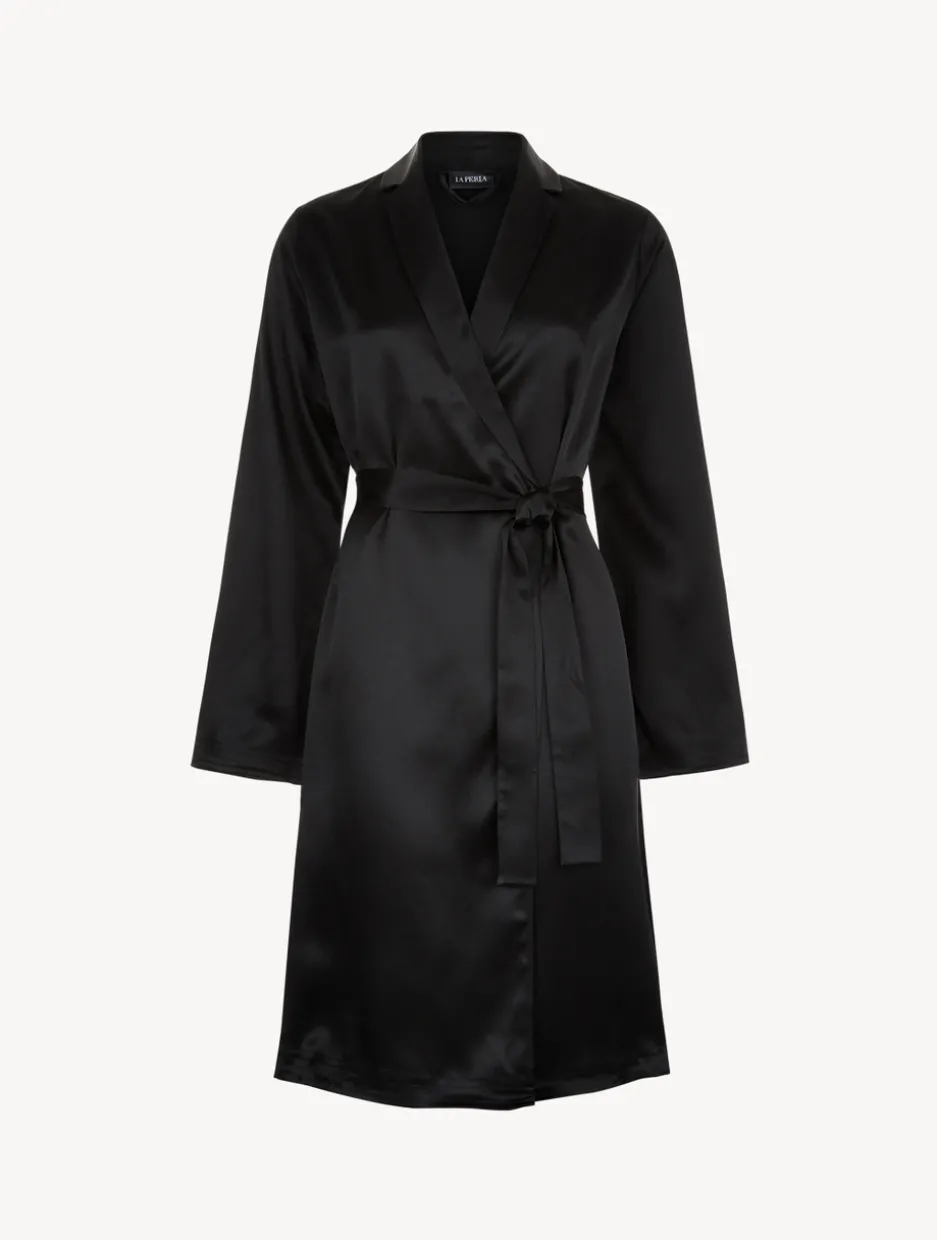 Black Silk Short Robe