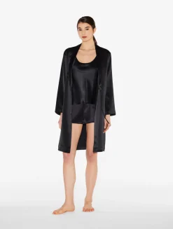 Black Silk Short Robe