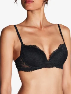 Black Stretch Leavers Lace Push-up Bra