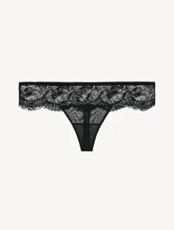 Black Stretch Leavers Lace Thong