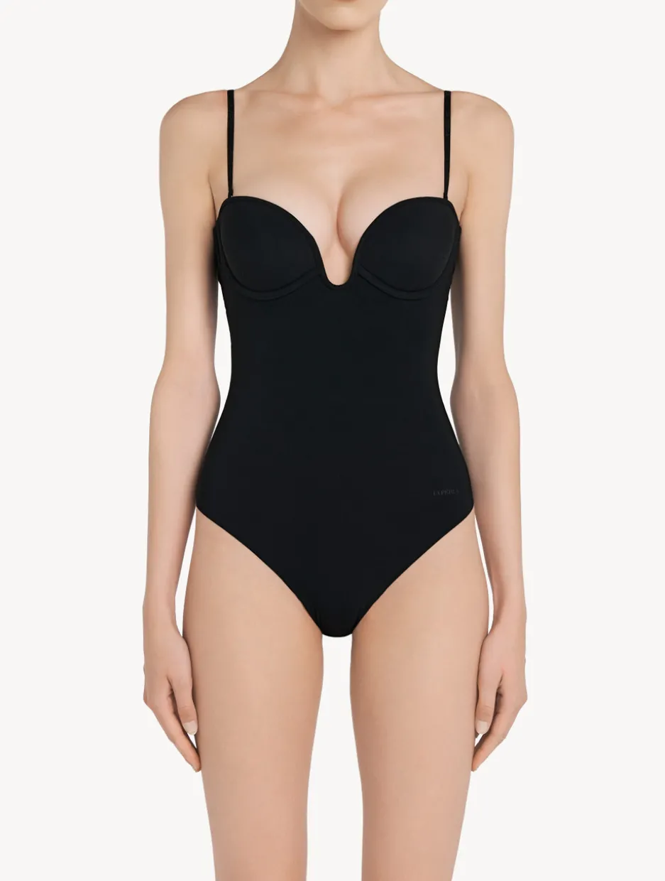 Black Underwired Padded U-bra Bodysuit