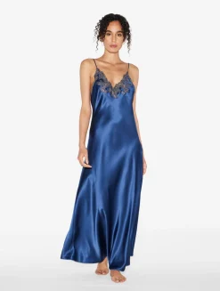 Blue Long Nightgown With Frastaglio