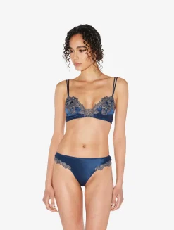 Blue Silk Brazilian Briefs With Frastaglio