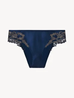 Blue Silk Medium Briefs With Frastaglio