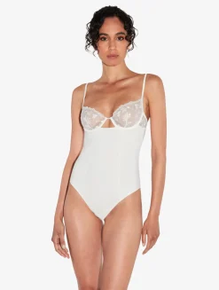 Bodysuit In Lys With Embroidered Tulle