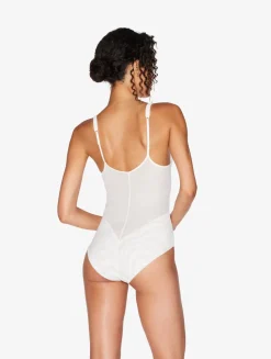 Bodysuit In Off-white Stretch Tulle