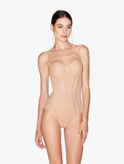 Bodysuit In Sand Stretch Tulle