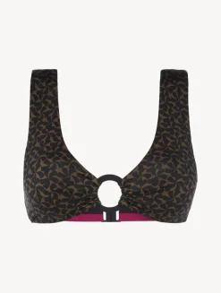 Bralette Bikini Top In Dark Green And Black
