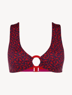 Bralette Bikini Top In Red And Blue