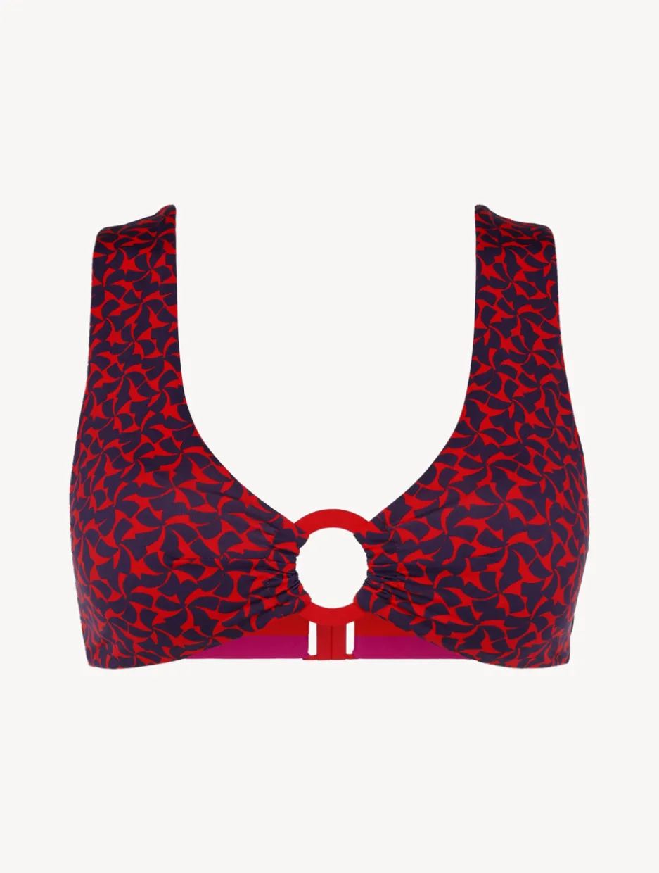 Bralette Bikini Top In Red And Blue