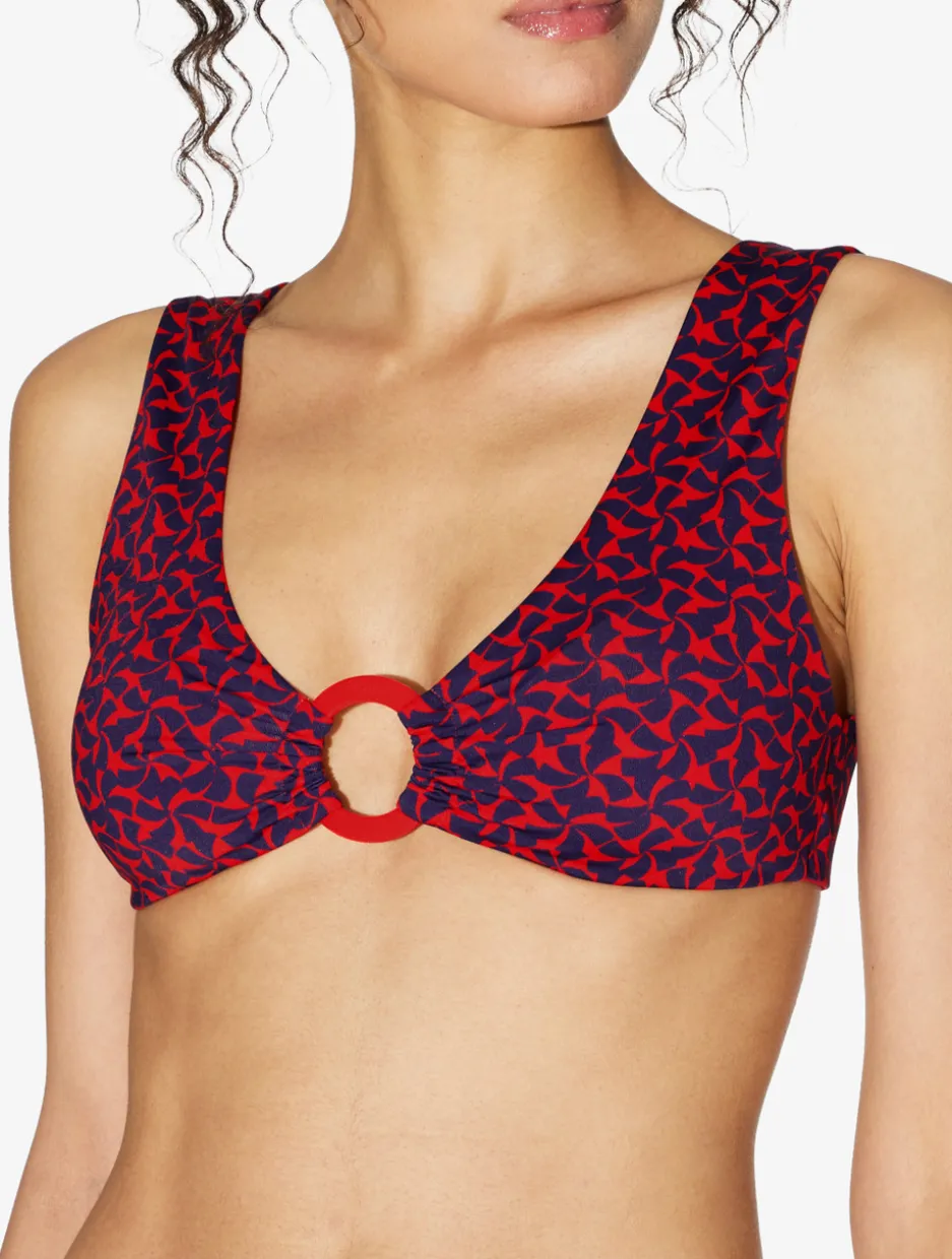 Bralette Bikini Top In Red And Blue