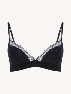 Bralette In Onyx With Embroidered Tulle