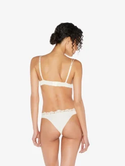 Brazilian Brief In Off-white Lycra With Macrame