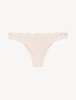 Brazilian Brief In Rose Beige Lycra With Macrame