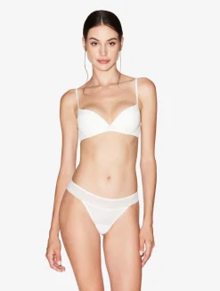 Brazilian Briefs In Off-white Stretch Tulle