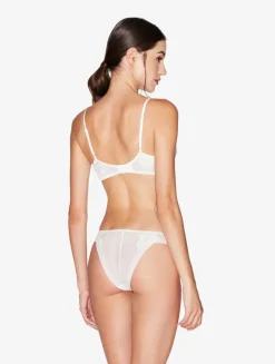 Brazilian Briefs In Off-white Stretch Tulle