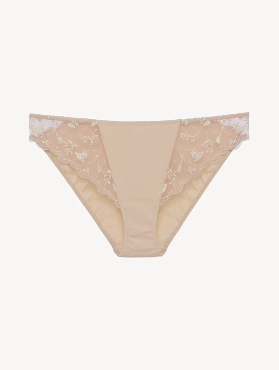 Briefs In Halo And Ivory Nude With Embroidered Tulle