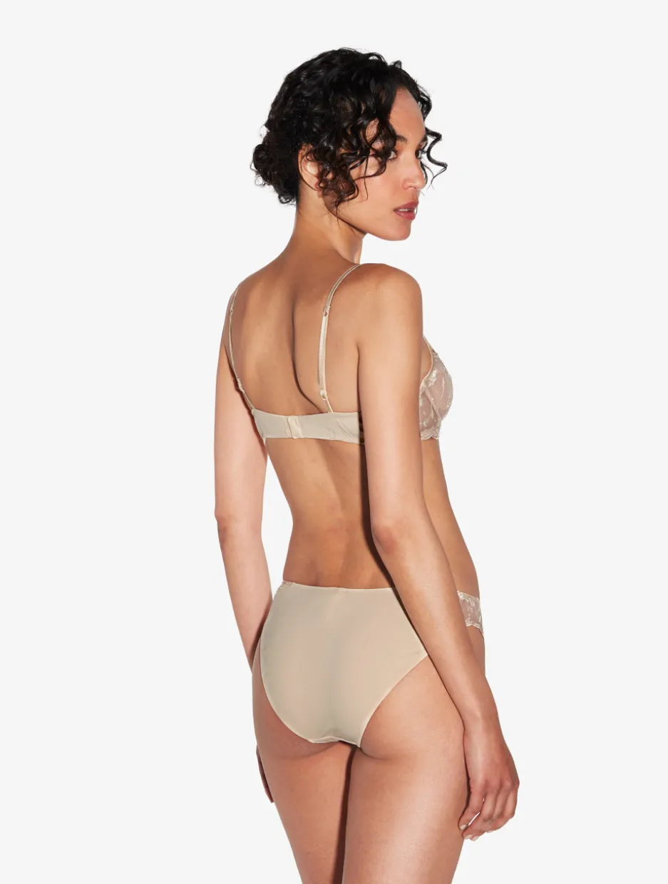 Briefs In Halo And Ivory Nude With Embroidered Tulle