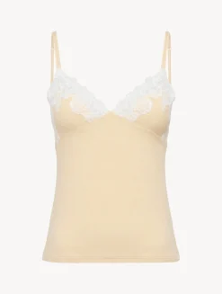 Cashmere Blend Ribbed Camisole In Halo With Frastaglio
