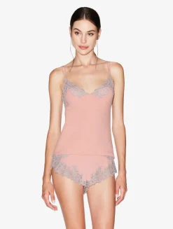 Cashmere Blend Ribbed Camisole In Blush Clay With Frastaglio