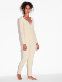 Cashmere Blend Ribbed Long-sleeved Top In Halo With Frastaglio