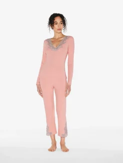 Cashmere Blend Ribbed Long-sleeved Top In Blush Clay With Frastaglio