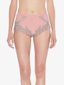 Cashmere Blend Ribbed Sleep Shorts In Blush Clay With Frastaglio