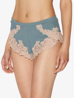Cashmere Blend Ribbed Sleep Shorts In Sleepy Dream With Frastaglio