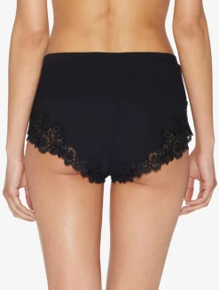 Cashmere Blend Ribbed Sleep Shorts In Onyx With Frastaglio