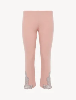 Cashmere Blend Ribbed Trousers In Blush Clay With Frastaglio