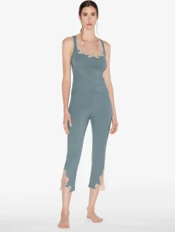 Cashmere Blend Ribbed Trousers In Sleepy Dream With Frastaglio