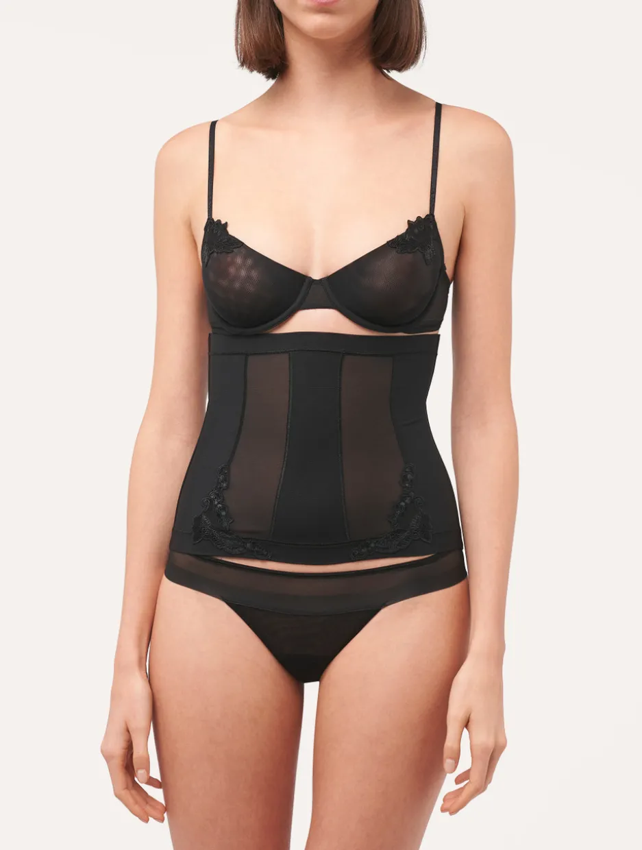 Corset In Black Stretch Tulle