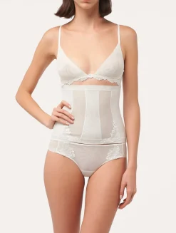 Corset In Off-white Stretch Tulle