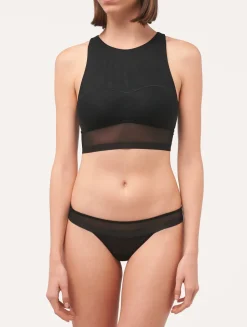 Crop Top In Black Stretch Tulle