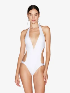 Cut-out Swimsuit In White