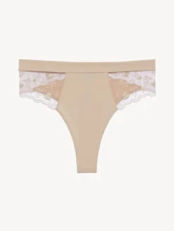 High Waisted Briefs In Halo And Ivory Nude With Embroidered Tulle