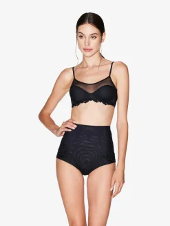 High-waisted Briefs In Black Stretch Tulle