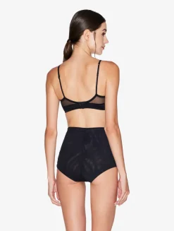 High-waisted Briefs In Black Stretch Tulle