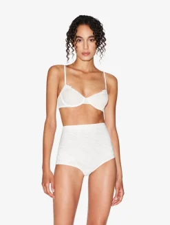 High-waisted Briefs In Off-white Stretch Tulle