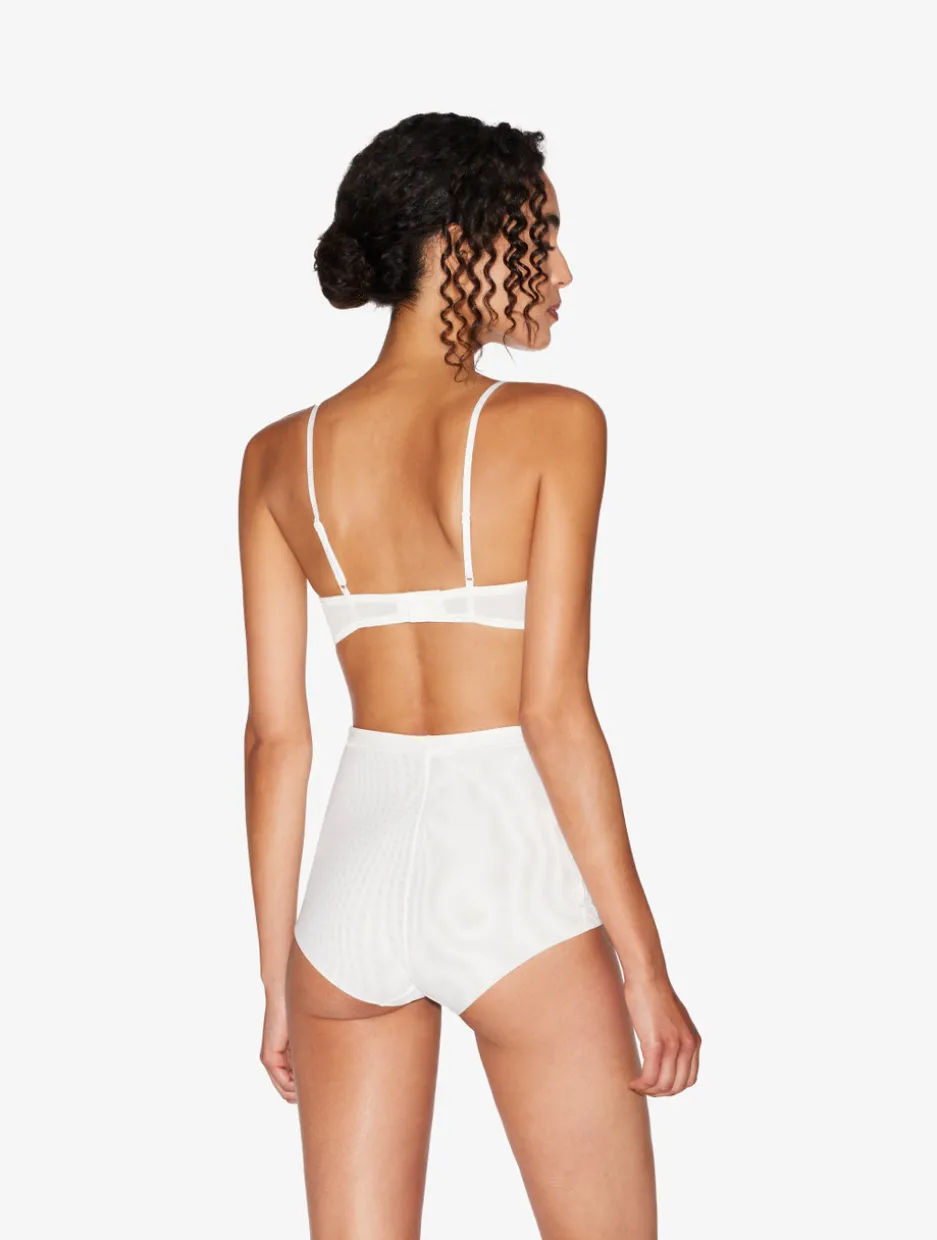 High-waisted Briefs In Off-white Stretch Tulle