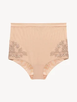High-waisted Briefs In Sand Stretch Tulle