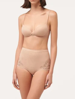 High-waisted Briefs In Sand Stretch Tulle