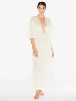Kaftan In Champagne With Beading