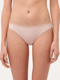 Lace Medium Brief In Powder Pink And Sand