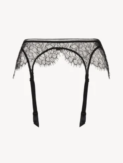 Lace Suspender Belt In Onyx