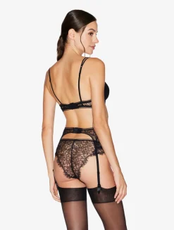 Lace Suspender Belt In Onyx