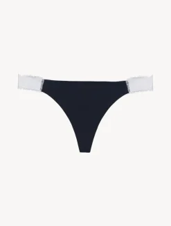Lace Thong In Black And Off-white