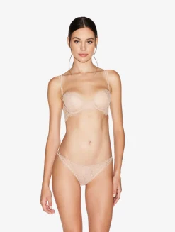 Lace Thong In Oak Blush