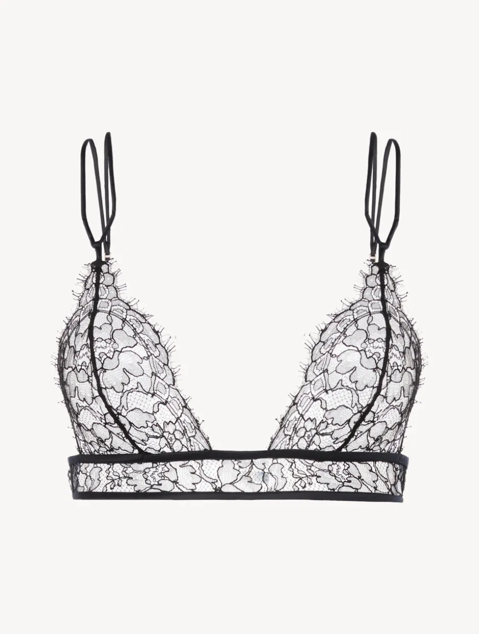 Lace Triangle Bra In Black