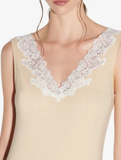 Long Cashmere Blend Ribbed Nightgown In Halo With Frastaglio